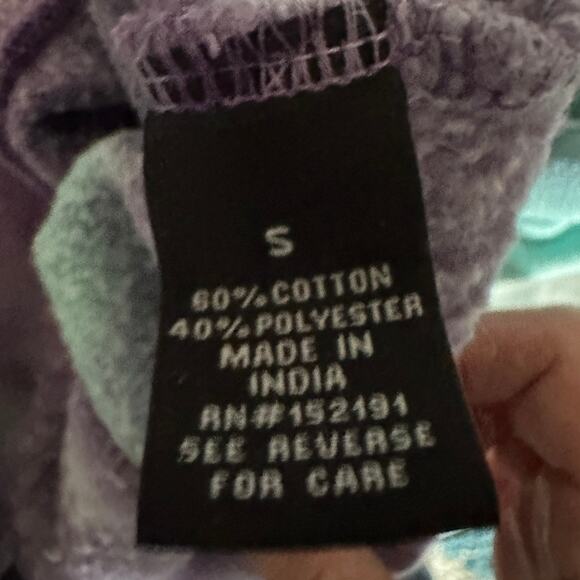 Blind Rooster Sweatshirt Mens SMALL Tie Dye Teal & Purple Crewneck Sakura Tree - Picture 10 of 12